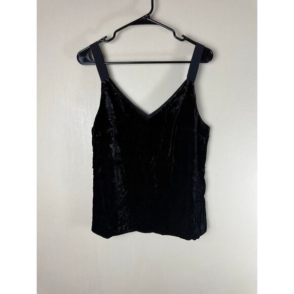 J. Crew black velvet camisole tank top ribbon straps women’s size small - Picture 1 of 4